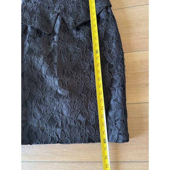 Vintage 80s Scott McClintock Black Lace Wiggle Dress Rhinestone Buttons 4P Sexy - Picture 5 of 16